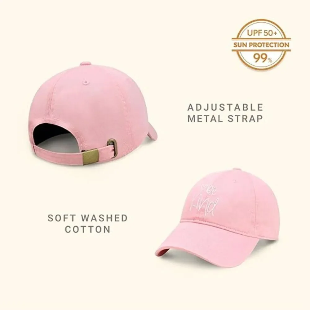 Unisex Light Pink 100%Cotton Be Kind Embroidered Adjustable Classic Baseball Cap